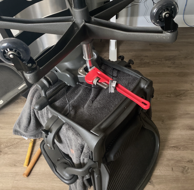 Pipe wrench on cylinder