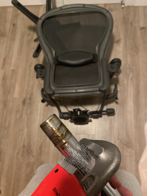 Removed cylinder from chair